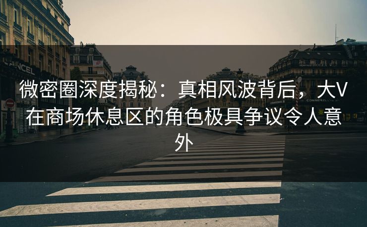 微密圈深度揭秘：真相风波背后，大V在商场休息区的角色极具争议令人意外