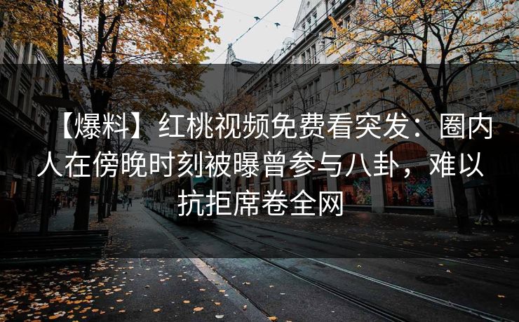 【爆料】红桃视频免费看突发：圈内人在傍晚时刻被曝曾参与八卦，难以抗拒席卷全网