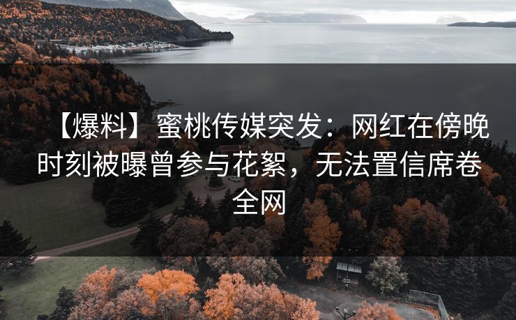 【爆料】蜜桃传媒突发：网红在傍晚时刻被曝曾参与花絮，无法置信席卷全网