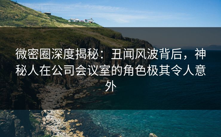 微密圈深度揭秘:丑闻风波背后,神秘人在公司会议室的角色极其令人意外 微密圈深度揭秘:丑闻风波背后,神秘人在公司会议室的角色极其令人意外