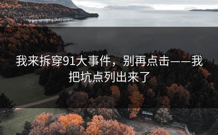 我来拆穿91大事件，别再点击——我把坑点列出来了